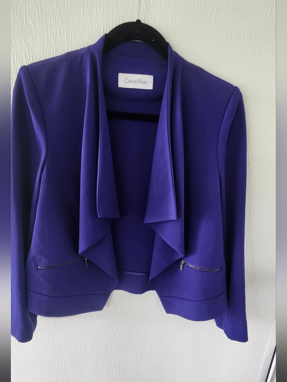 Calvin Klein Vibrant Purple Draped Open-Front Blazer
